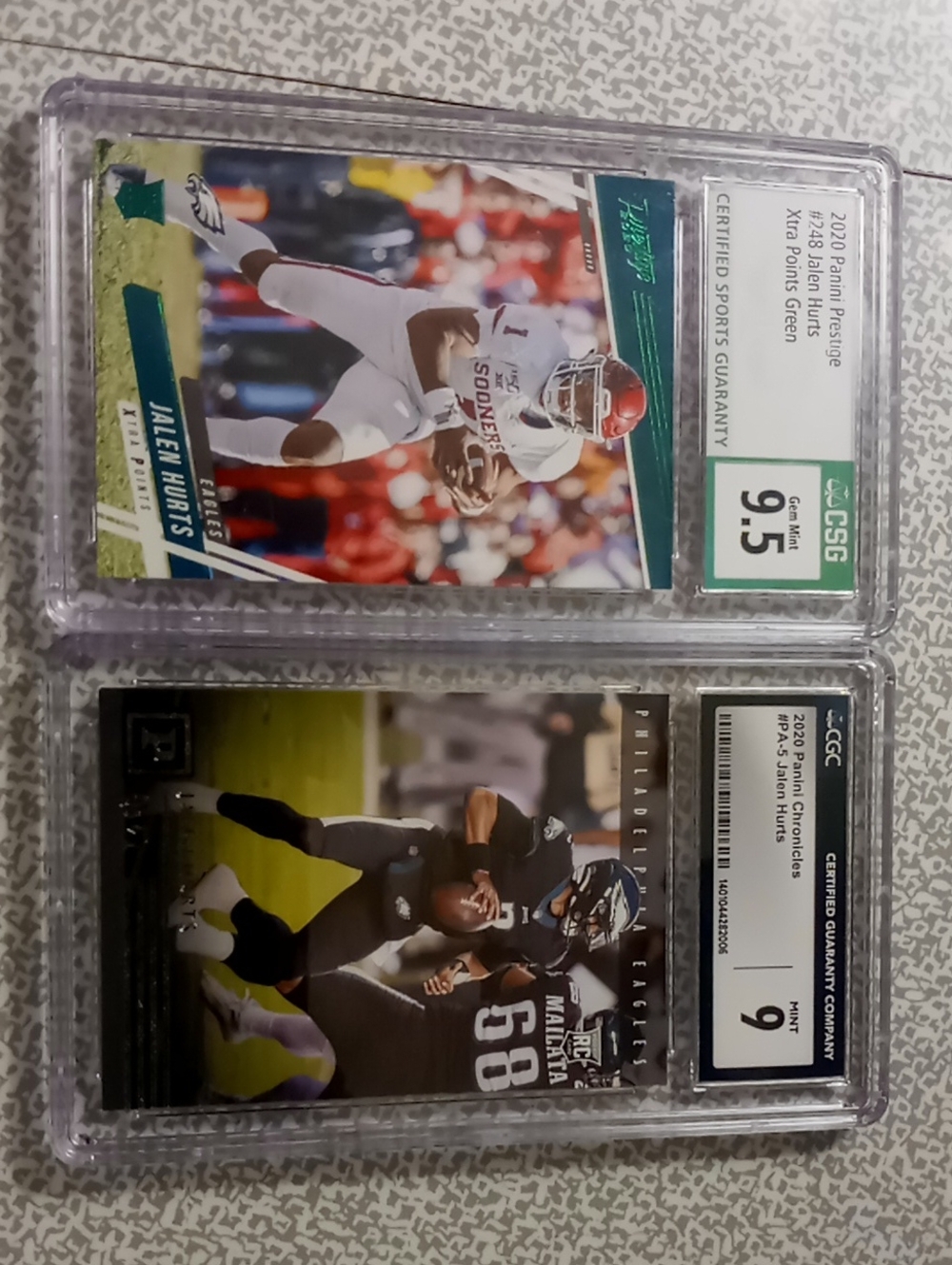 2020 Panini Jalen Hurts Rookie Football Cards Graded Prestige & Chronicles Cards